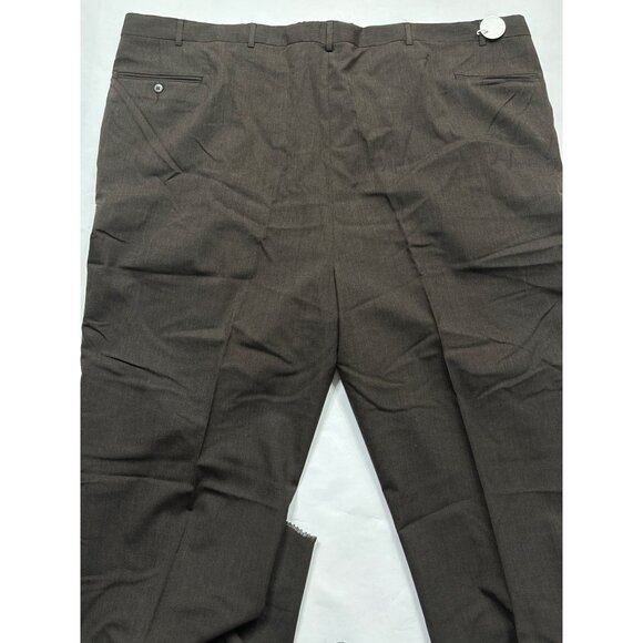Berle Men’s Size 53x38 Brown Worsted Wool Pleated Dress Pants Raw Hem New - Picture 8 of 9